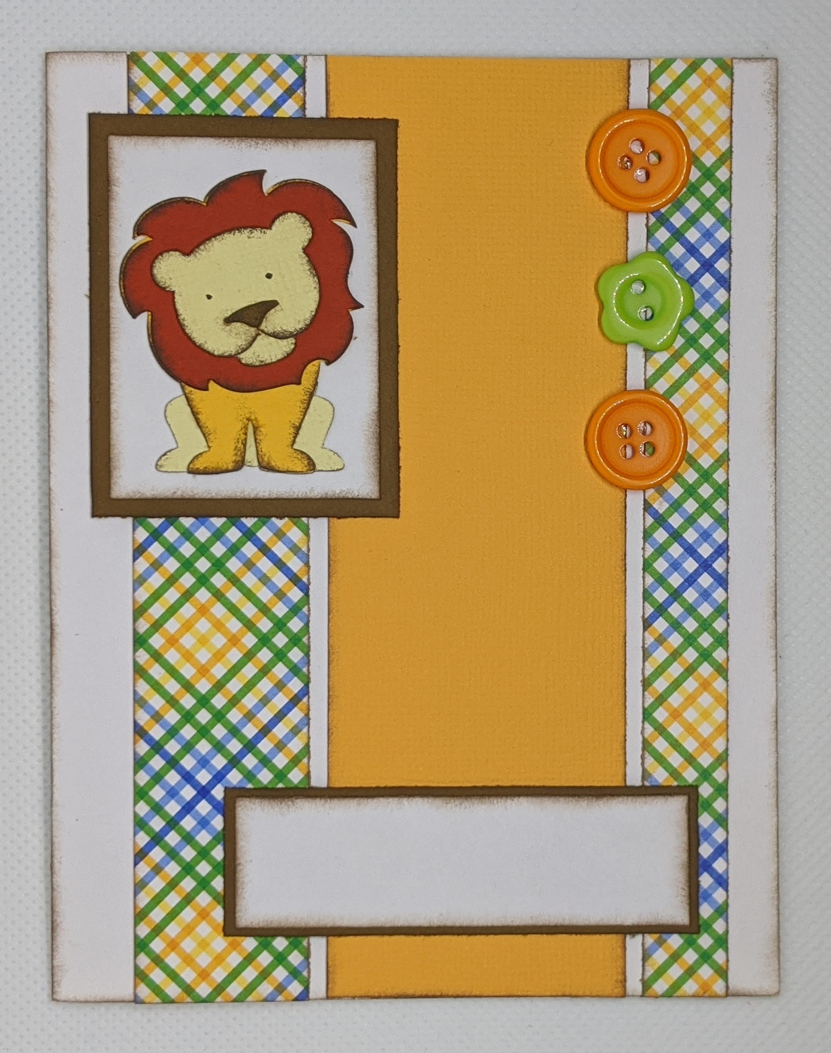 Lion et boutons avec message personnalisable à plat