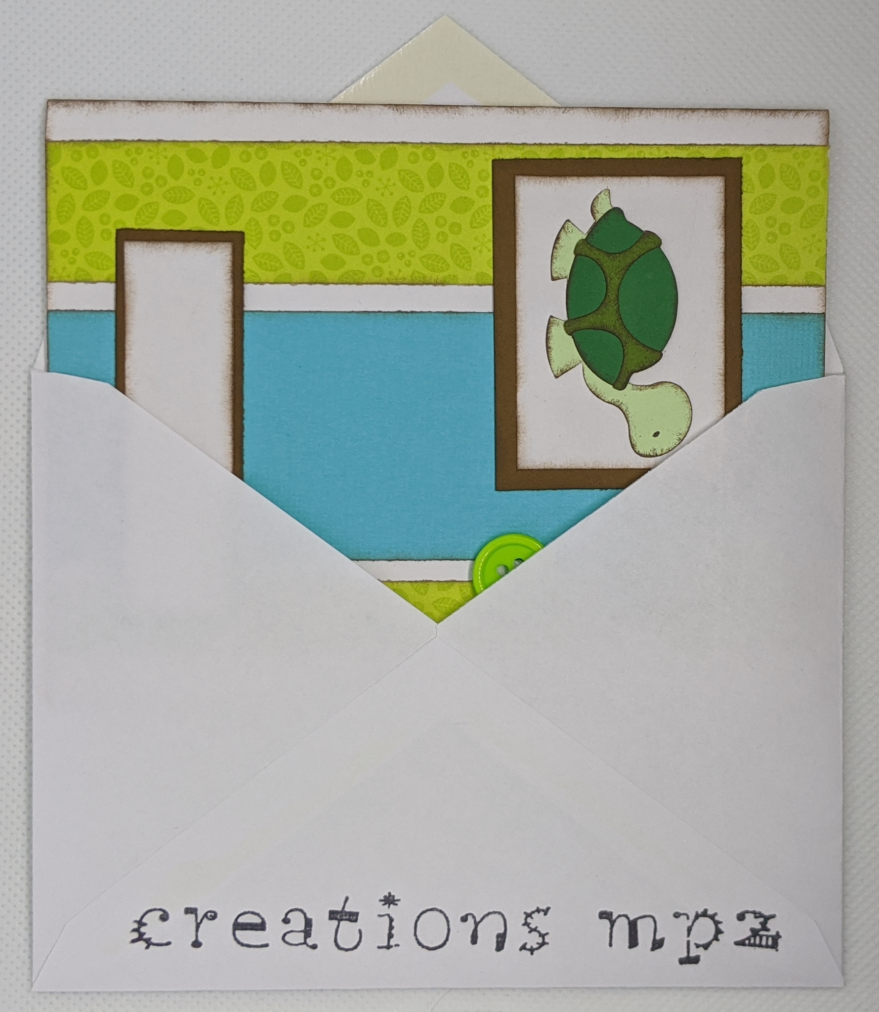 Tortue et boutons avec message personnalisable enveloppe